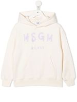 MSGM Kids hoodie en coton à logo imprimé - Tons neutres