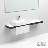 Wastafelblad Clou Match Me Rechthoek 180x38x8cm MDF Zwart Eiken/Wit