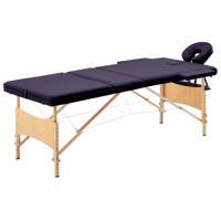 VidaXL Massagetafel inklapbaar 3 zones hout paars