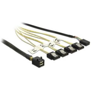 Delock 83320 Kabel Mini SAS HD SFF-8643 > 4 x SATA 7-pins Reverse + Zijband 0,5 m