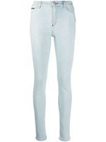 Philipp Plein legging à taille haute orné de cristal - Bleu