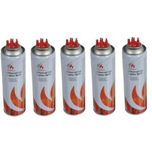 5x Aansteker gas / butaan gasfles 250 ml