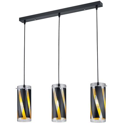 Led Hanglamp - Hangverlichting - Trion Farnim - E27 Fitting - 3-lichts - Rond - Mat Zwart - Aluminium