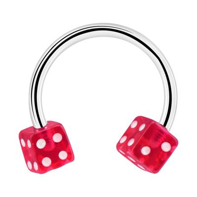 Circular barbell met dobbelsteenaccessoire Chirurgisch staal 316L / Acryl Circular Barbells Circular barbell met dobbelsteenaccessoire Chirurgisch staal 316L / Acryl Circular Barbells