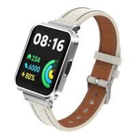 By Qubix - Leren band met case - Roomwit - Xiaomi Redmi Watch 2 (Lite)