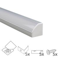 Ledstrip profiel hoek slim line - compleet inclusief afdekkap 2 meter - thumbnail