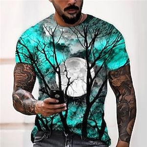 Voor heren Uniseks Overhemd T-shirt T-shirts MOON Grafische prints Strakke ronde hals Wijn Geel Rood blauw Paars 3D-afdrukken Halloween Dagelijks Korte mouw Afdrukken Kleding Ontwerper Casual Groot Lightinthebox