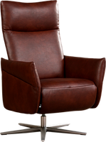 Donkercognac leren moderne relaxfauteuil Ease - met stervoet rvs - zithoogte medium - Granada leer Cognac (donkercognac leer) - thumbnail