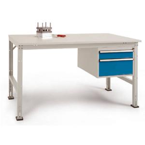 Manuflex AU5565.0002 Compleet werktafel reden universele standaard met multiplex plaat, bxdxh = 1500 x 800 x 760-870 mm Grijs-wit (RAL 7035)