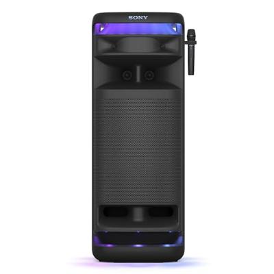 Sony ULT TOWER 10 Bluetooth-party-luidsprekers met ULT POWER SOUND, diepe bas, X-gebalanceerde luidspreker, 360 graden LED-verlichting, draadloze microfoon, draagbaar, met handvat en wielen, zwart
