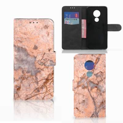 Motorola Moto G7 Power Bookcase Marmer Oranje
