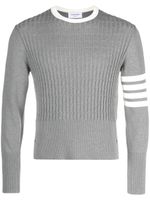 Thom Browne pull en maille torsadée à 4 bandes signature - Gris - thumbnail