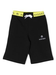 Aigner Kids short en coton à logo brodé - Noir