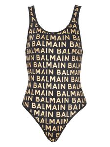 Balmain maillot de bain à logo métallisé - Noir