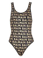 Balmain metallic-threaded logo swimsuit - Noir