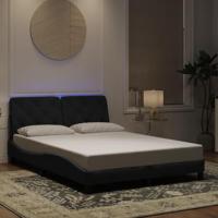 vidaXL Bedframe met LED-verlichting fluweel zwart 120x200 cm, bed, bed ombouw, tweepersoonsbed, bedbodem, slaapkamermeubel, 2 persoonsbed, logeerbed