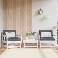 Tuinstoelen met kussens 2 st massief grenenhout wit - thumbnail