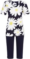 Donker blauwe Ringella pyjama bloemen