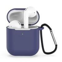 AirPods siliconen hoesje voor AirPods 1/2 - Blauw + handige clip - thumbnail