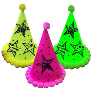 Neon partyhoedjes 3 kleuren   -