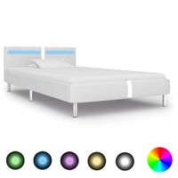 Bedframe met LED kunstleer wit 90x200 cm