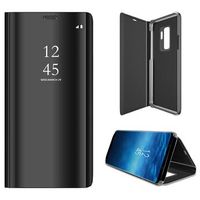 Luxury Series Mirror View Samsung Galaxy S9+ Flip Case - Zwart - thumbnail