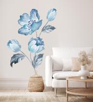 Muursticker - Blauwe bloemen - thumbnail