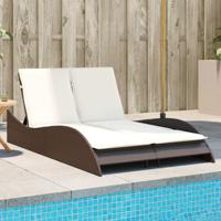 Ligbed met kussens 114x205x73 cm poly rattan bruin - thumbnail