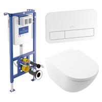 Villeroy & Boch Subway 3.0 Toiletset - zonder spoelrand - diepspoel - inbouwreservoir - twistflush - bedieningsplaat wit glans - zitting softclose & quickrelease - ceramic+ stone white 92242700 / 92249068 / 4670T0RW - thumbnail