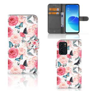 OPPO Reno6 5G Hoesje Butterfly Roses