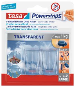 tesa POWERSTRIPS® Zelfklevende haak Large Transparant Inhoud: 2 stuk(s)