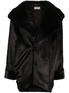 Saint Laurent manteau court en fourrure artificielle - Noir