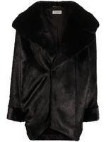 Saint Laurent manteau court en fourrure artificielle - Noir - thumbnail