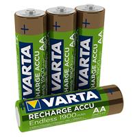 VARTA Recharge Accu Endless Energy AA Mignon Ni-MH accu verpakking met 4 stuks 1900mAh – maximaal 2100 laadcyclussen, lage zelfontlading, voorgeladen en Ready2Use – oplaadbaar zonder memory-effect