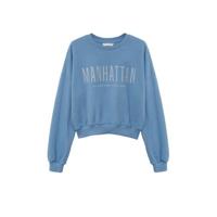 Mango Kids sweater met tekst middenblauw