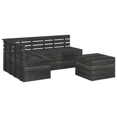 vidaXL 5-delige Loungeset pallet massief grenenhout donkergrijs