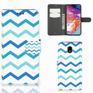 Samsung Galaxy A70 Telefoon Hoesje Zigzag Blauw