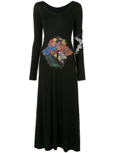 Yohji Yamamoto robe-pull mi-longue à patch fleuri brodé - Noir