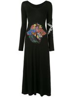 Yohji Yamamoto robe-pull mi-longue à patch fleuri brodé - Noir