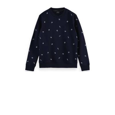 Scotch & Soda sweater met all over print donkerblauw