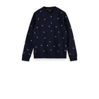 Scotch & Soda sweater met all over print donkerblauw