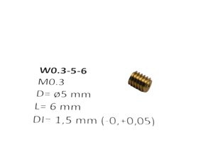 W0.3-5-6 M0.3 D=ø5 L=6 DI=1.5 mm wormwiel