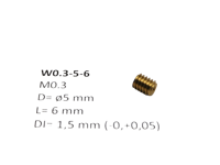 W0.3-5-6 M0.3 D=ø5 L=6 DI=1.5 mm wormwiel