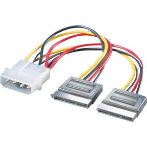 ROLINE Y-Adapterkabel 4 pol. HDD / 2x SATA, 0,12 m