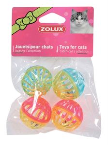 ZOLUX KATTENSPEELGOED BAL MET BEL ASSORTI 4 CM 4 ST