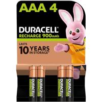 Duracell Oplaadbare AAA-batterijen (4 stuks), 900 mAh NiMH, vooraf opgeladen, onze oplaadbare batterij met de langste levensduur, met een plastic vrije en 100% recyclebare verpakking