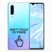 Huawei P30 Silicone-hoesje Finger Don't Touch My Phone