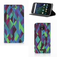 Motorola Moto C Plus Stand Case Abstract Green Blue