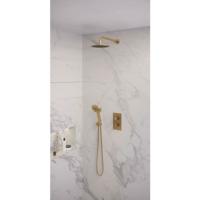 Regendoucheset 33 Inbouw Muur Brauer Gold Edition 20cm Rond Geborsteld Goud PVD 2 Greeps 3-weg met Thermostaatkraan en Handdouche