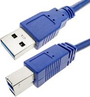 Techly USB3.0 kabel stekker type A/stekker type B 0,5m blauw